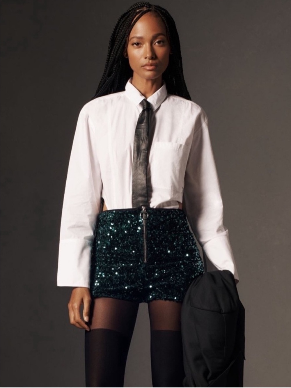 Anthropologie Emerald Sequin High-Waist Micro Shorts